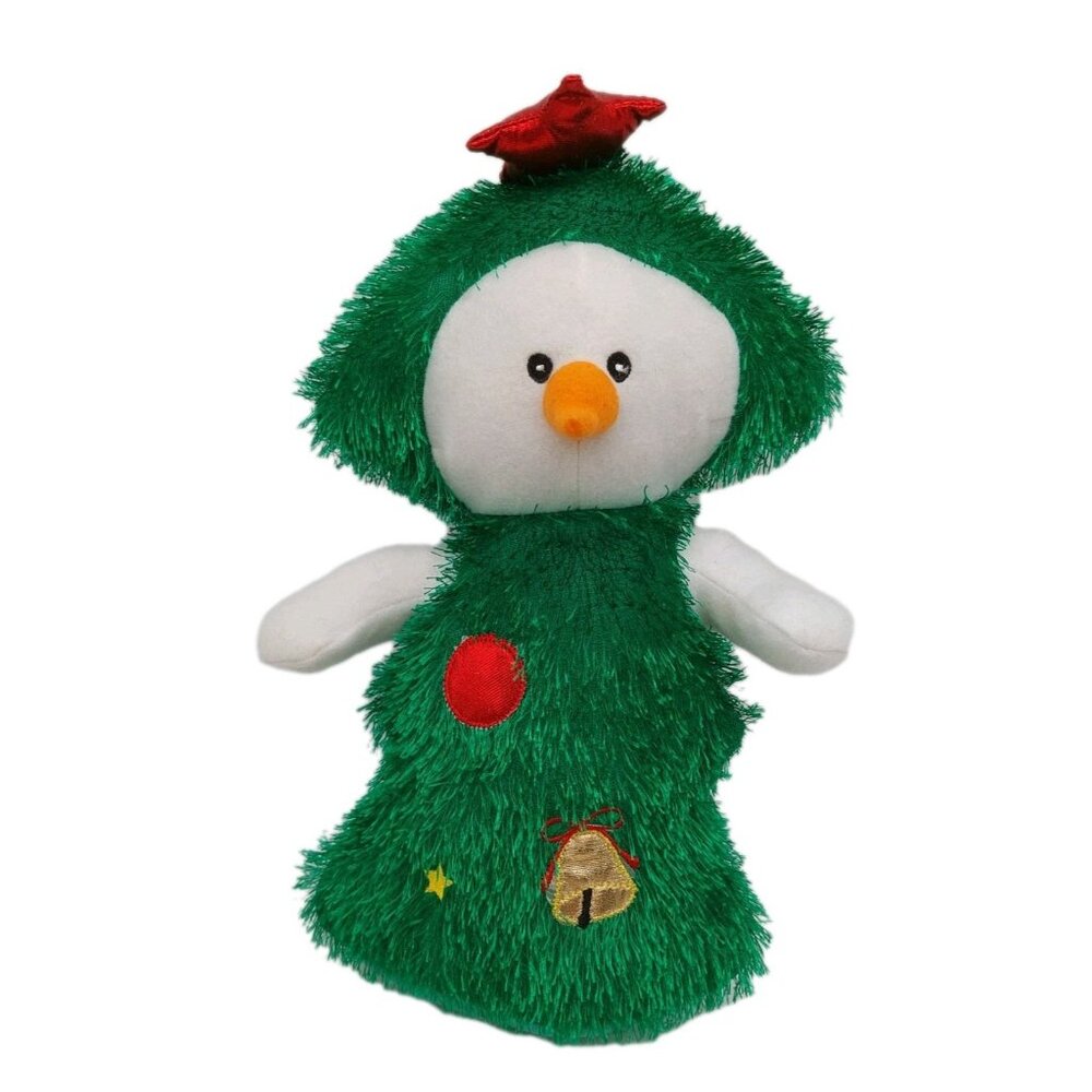 Kellytoy Plush Snowman In Christmas Tree Outfit 13" Green Red Star Stuffed 2015